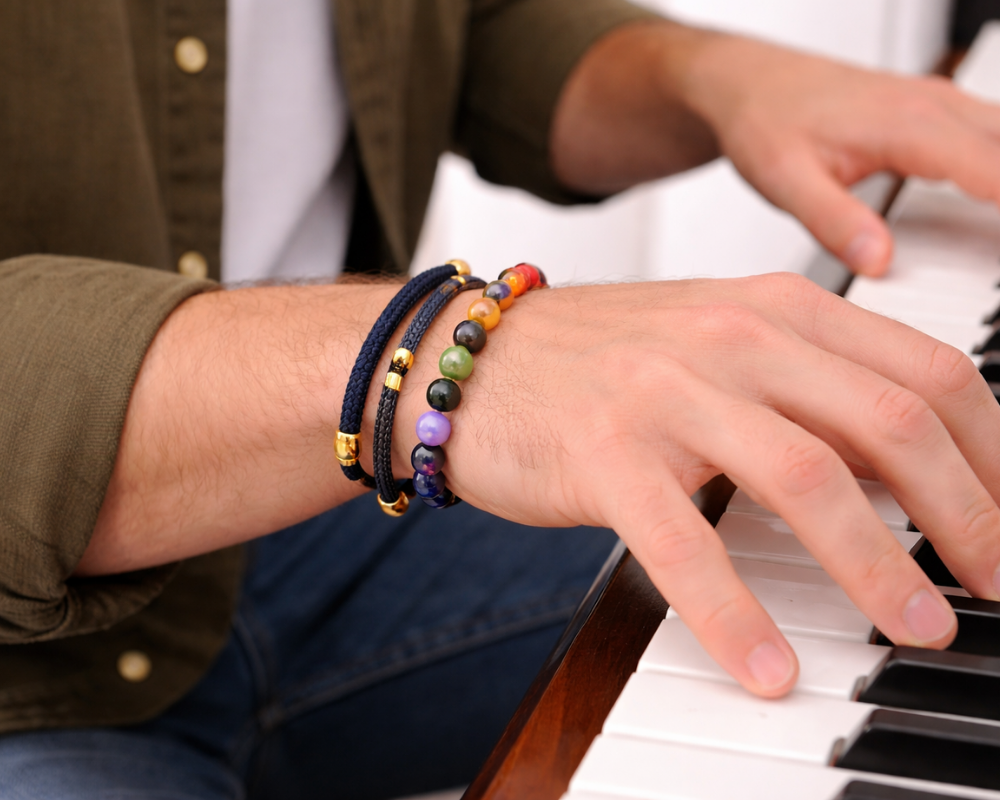 7 Chakra Bracelet  with Blue Kada