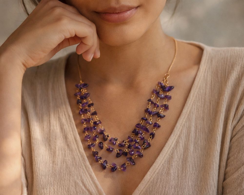 Amethyst Chips with Metal