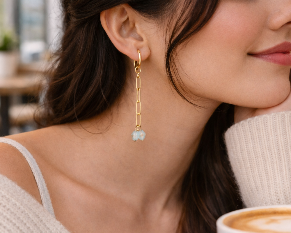 Aquamarine Long Earrings