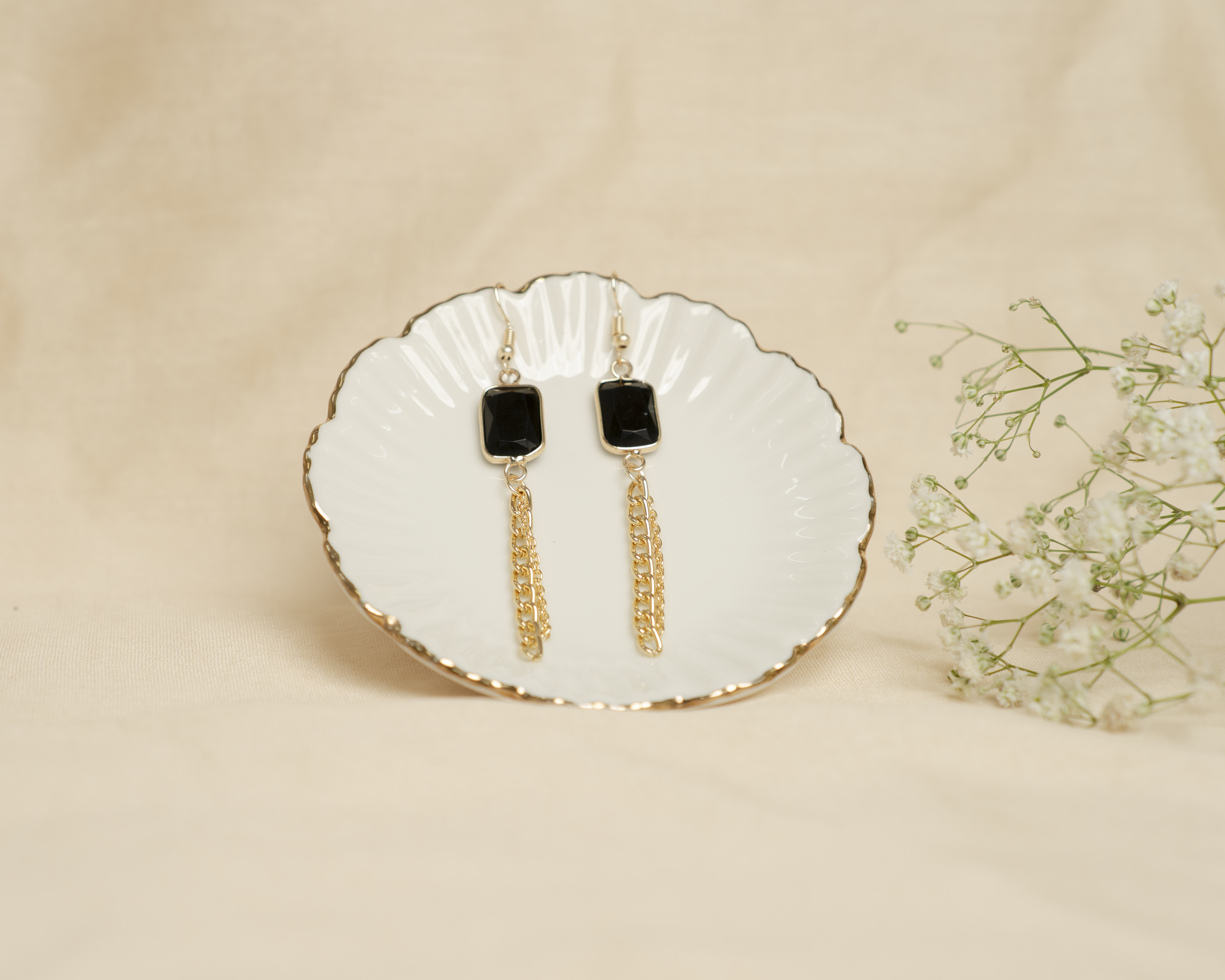 Black Tourmaline Hanging Earrings