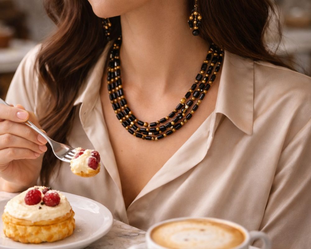 Black Tourmaline & Camel Jasper Necklace