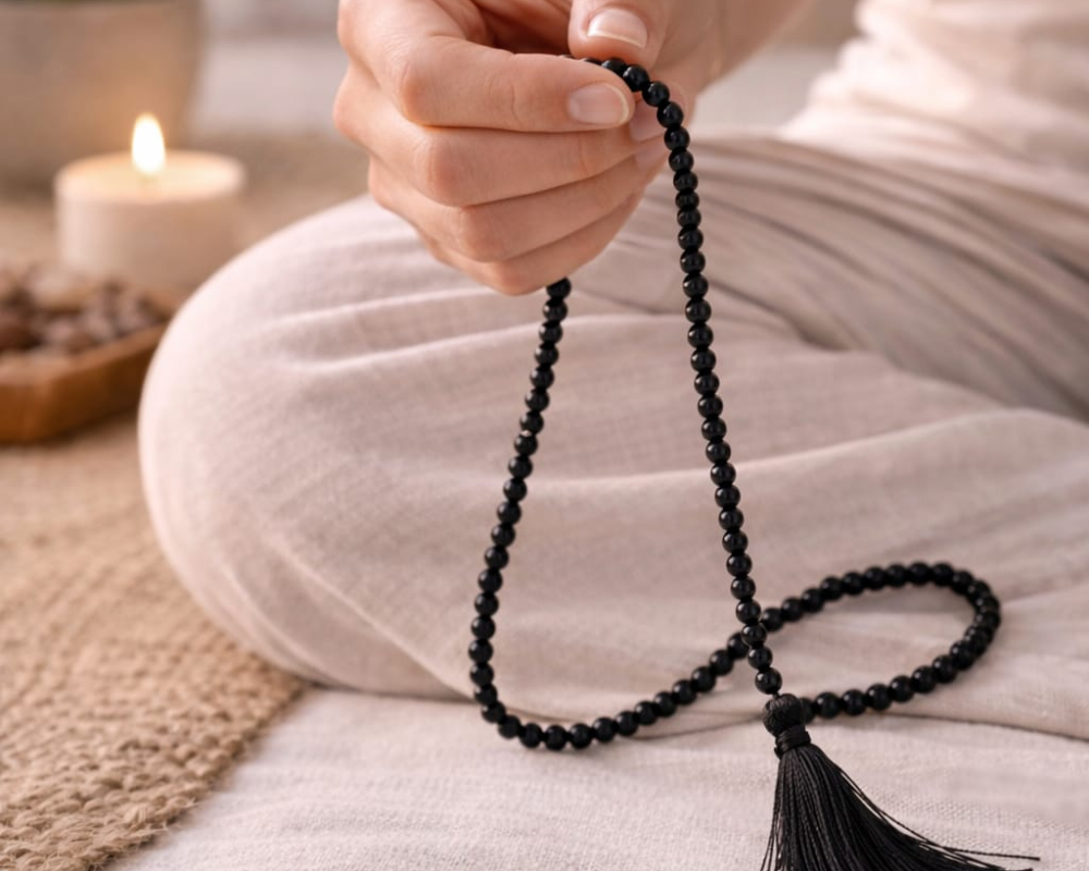 Black Tourmaline Chanting Mala 4mm