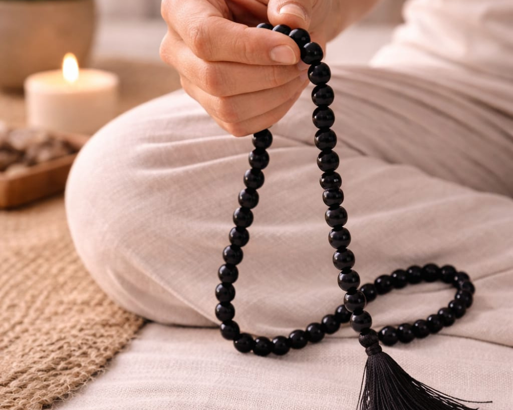 Black Tourmaline Chanting Mala 8mm