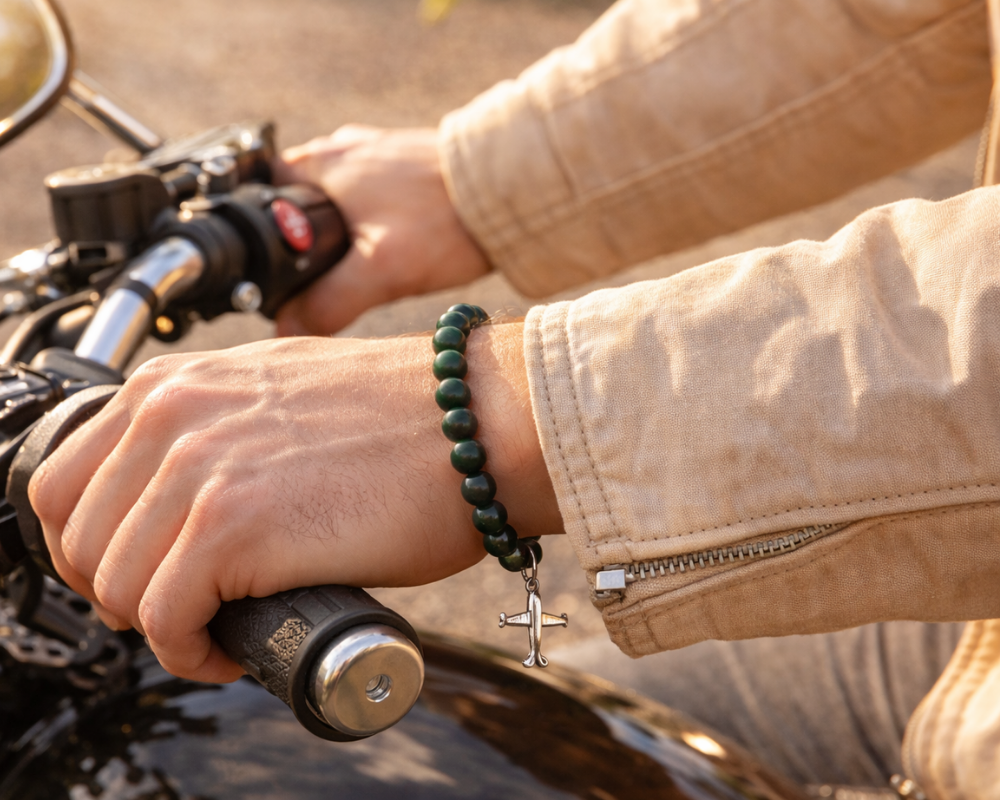 Bloodstone Serenity Bracelet with Silver Charm