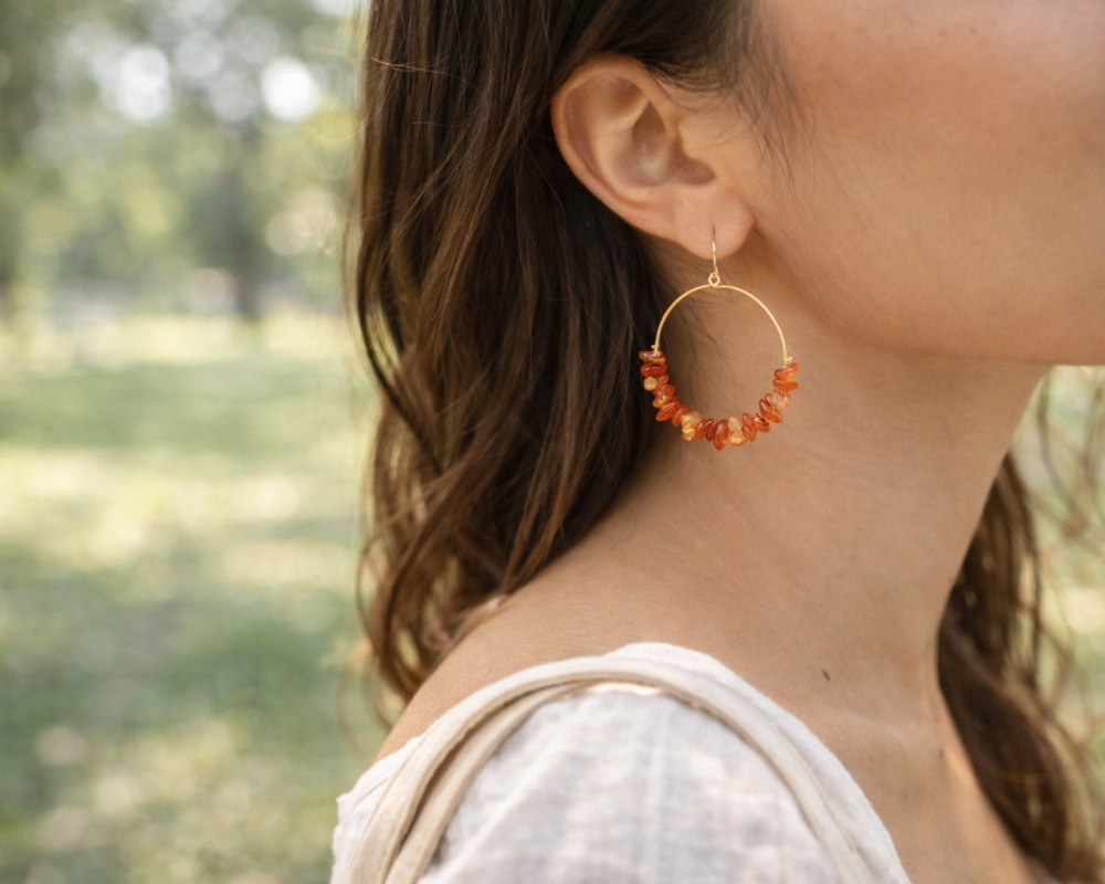 Carnelian Hoop Earrings