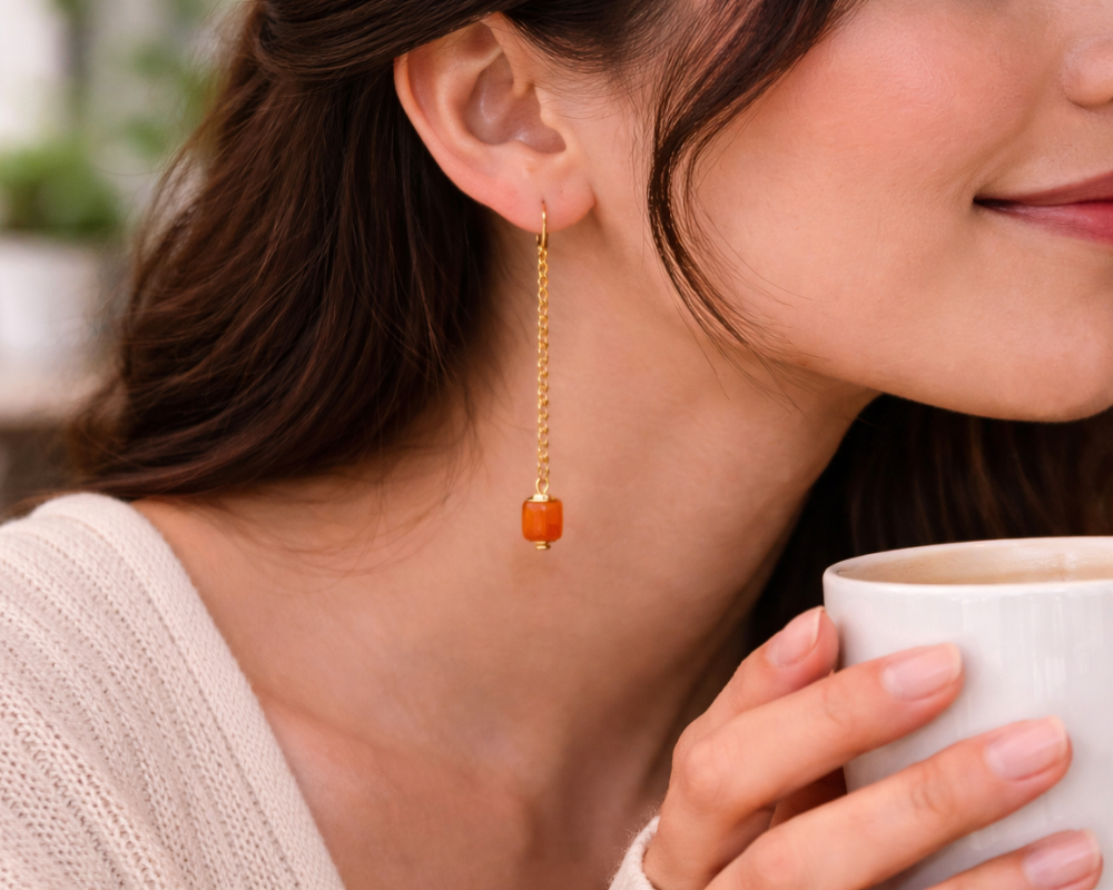 Carnelian Long Earrings