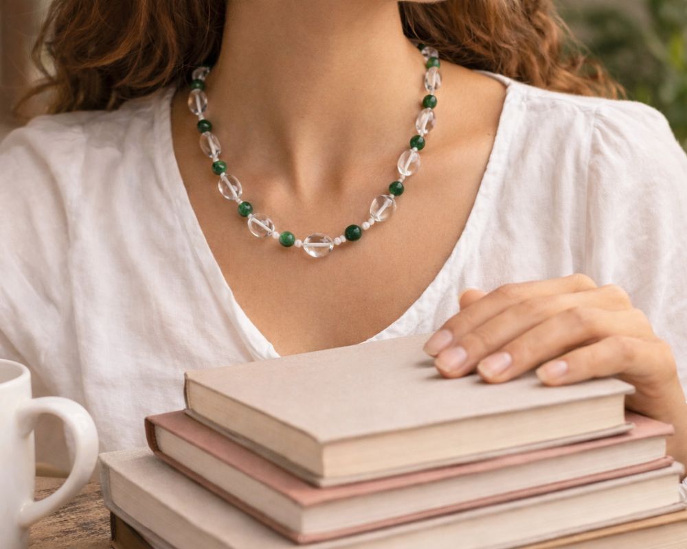 Clear Quartz & Green Aventurine Necklace