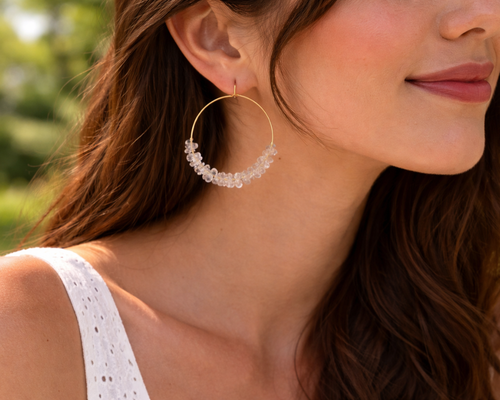 Clear Quartz Hoop Earrings