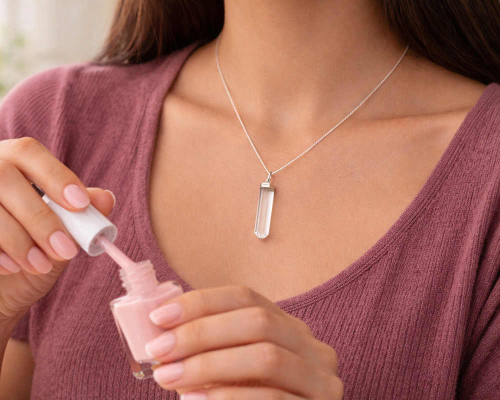 Clear Quartz Pencil Long Pendant