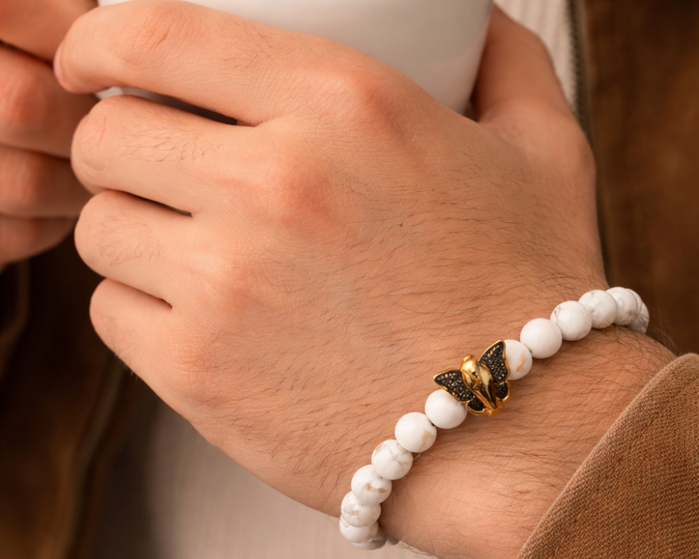 Howlite Beads with Golden Charm