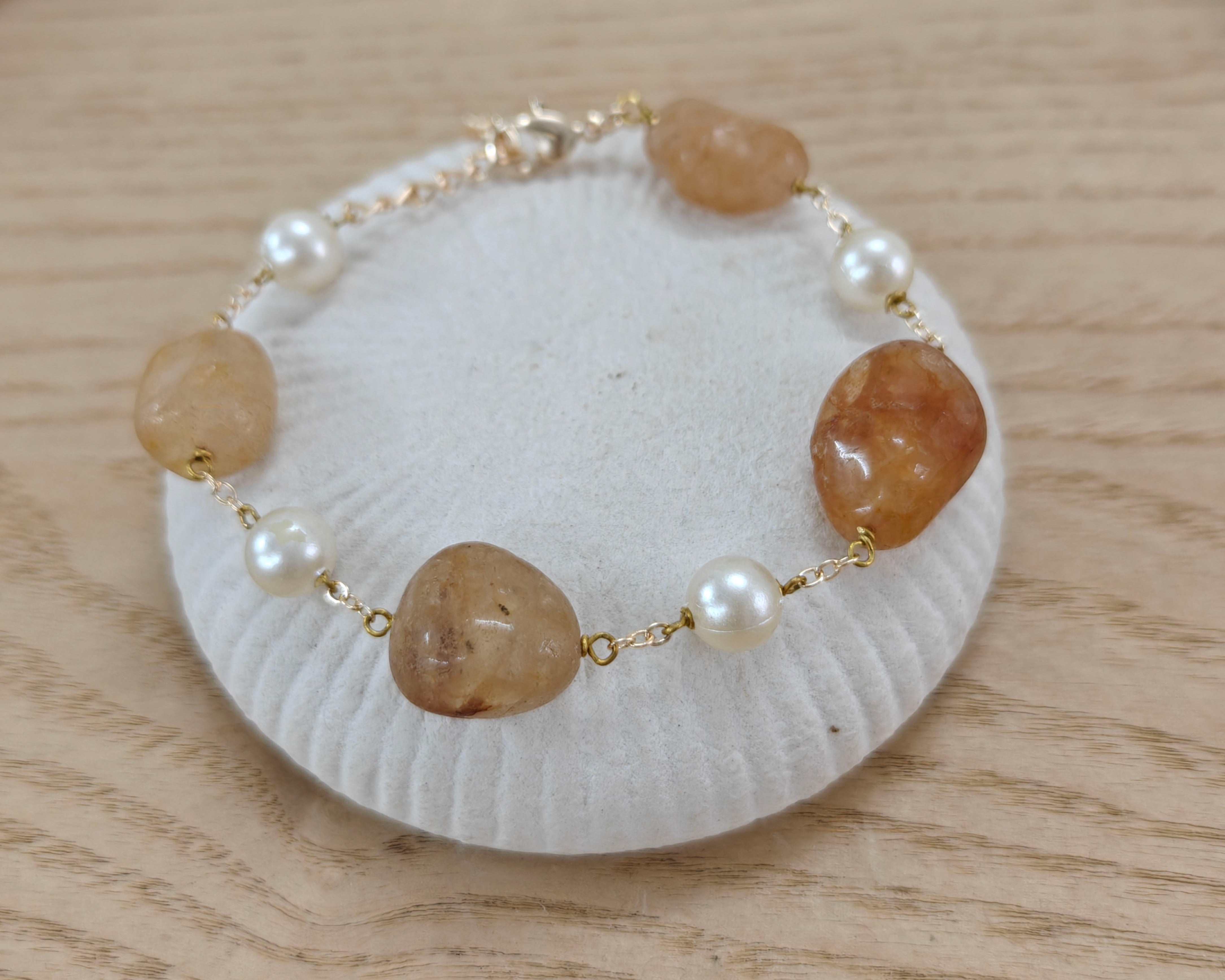 Citrine With Pearl Bracelet