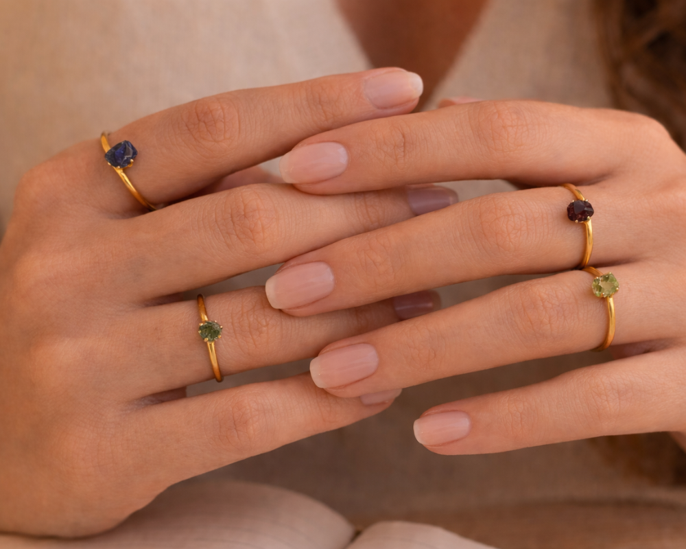 Iolite, Garnet, Apatite & Peridot Raw Ring
