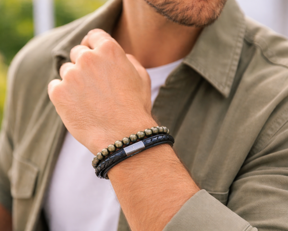 Iron Pyrite Leather Grip