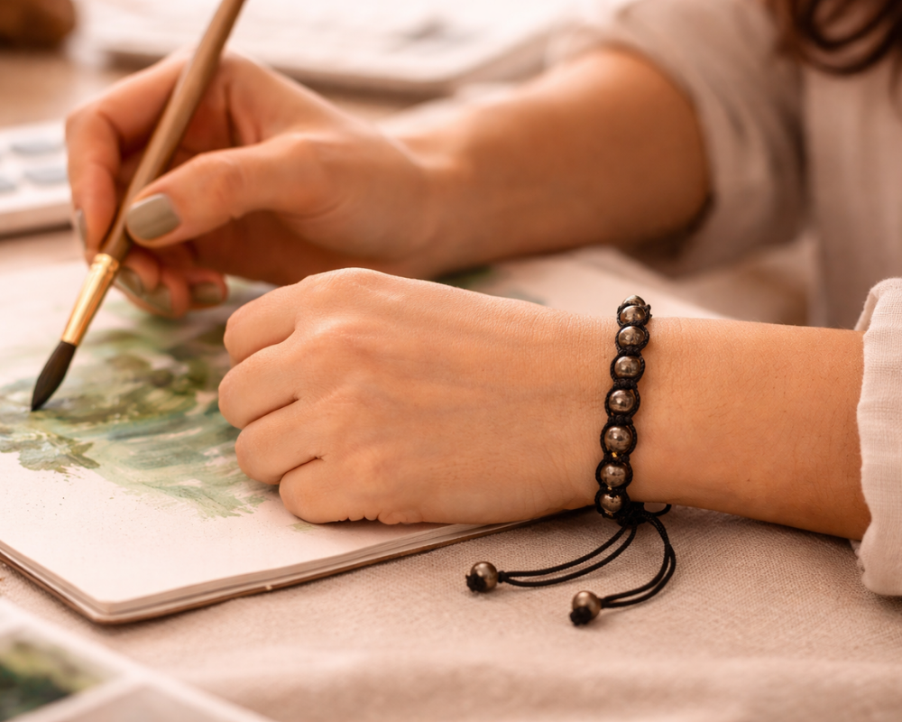 Iron Pyrite with thread Bracelet