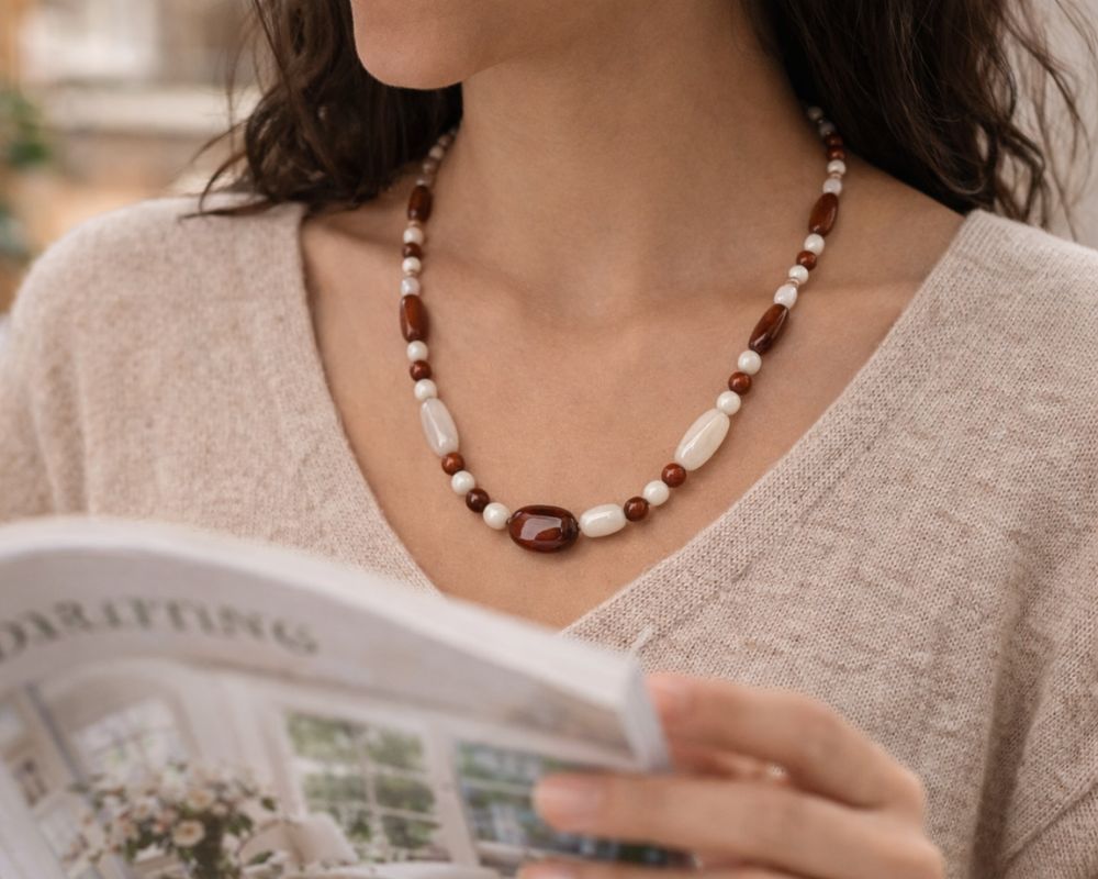 Jasper & White Agate Necklace