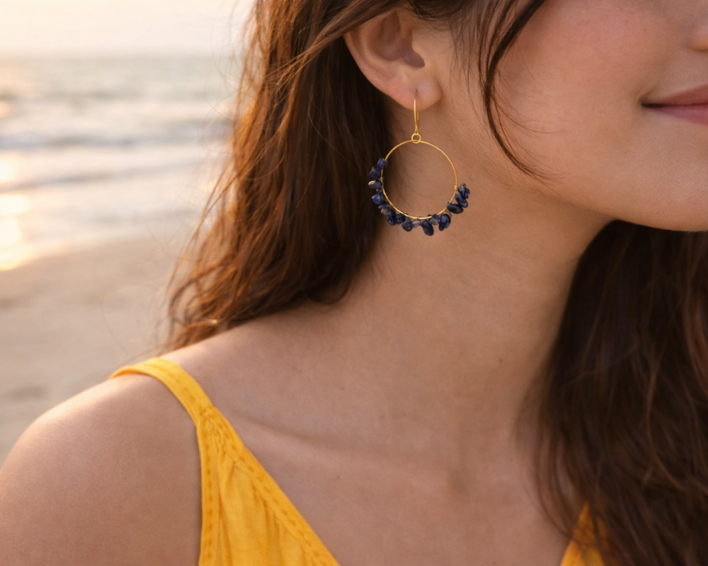 Lapis Lazuli Hoop Earrings