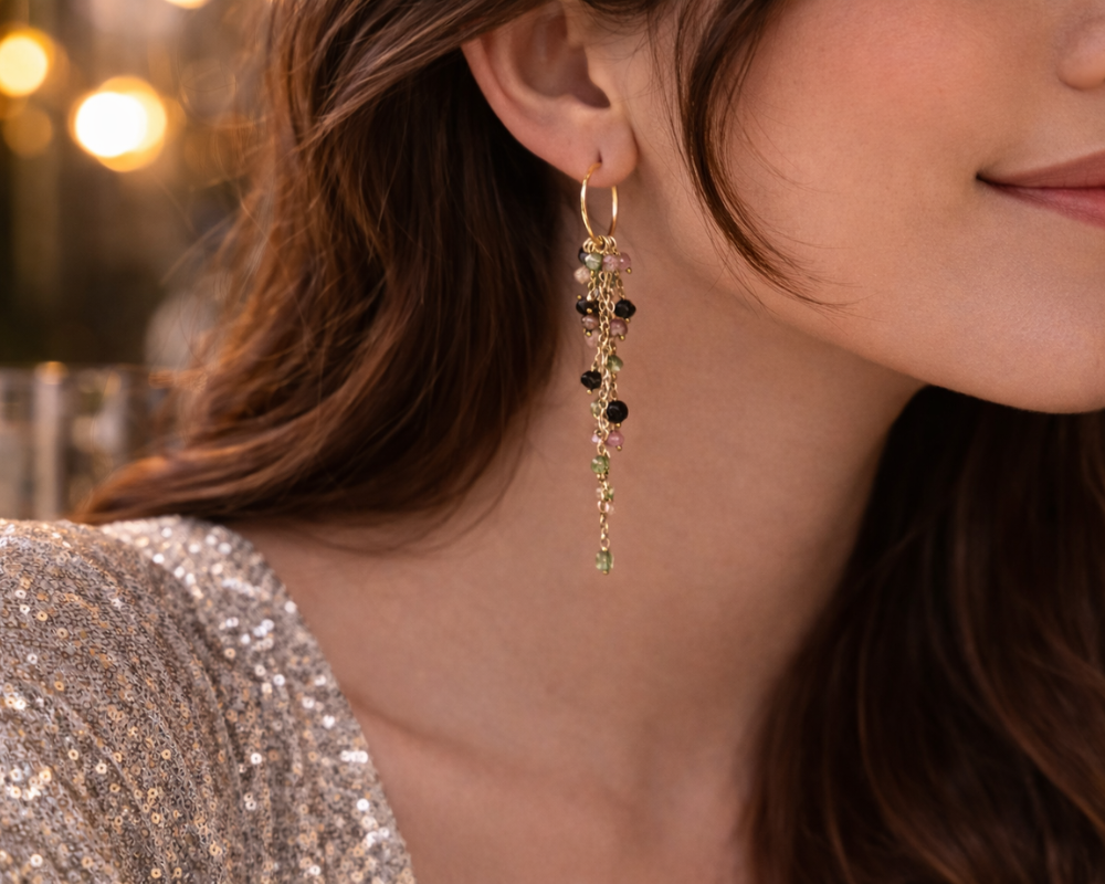 Mix Tourmaline Hoop Earrings