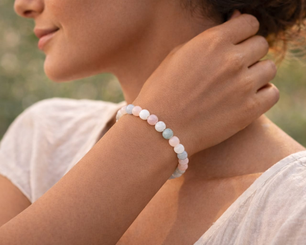 Moonstone, Rose Quartz & Aquamarine Bracelet