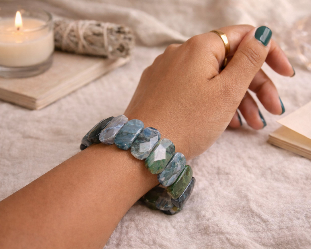 Moss Agate Flat Bracelet
