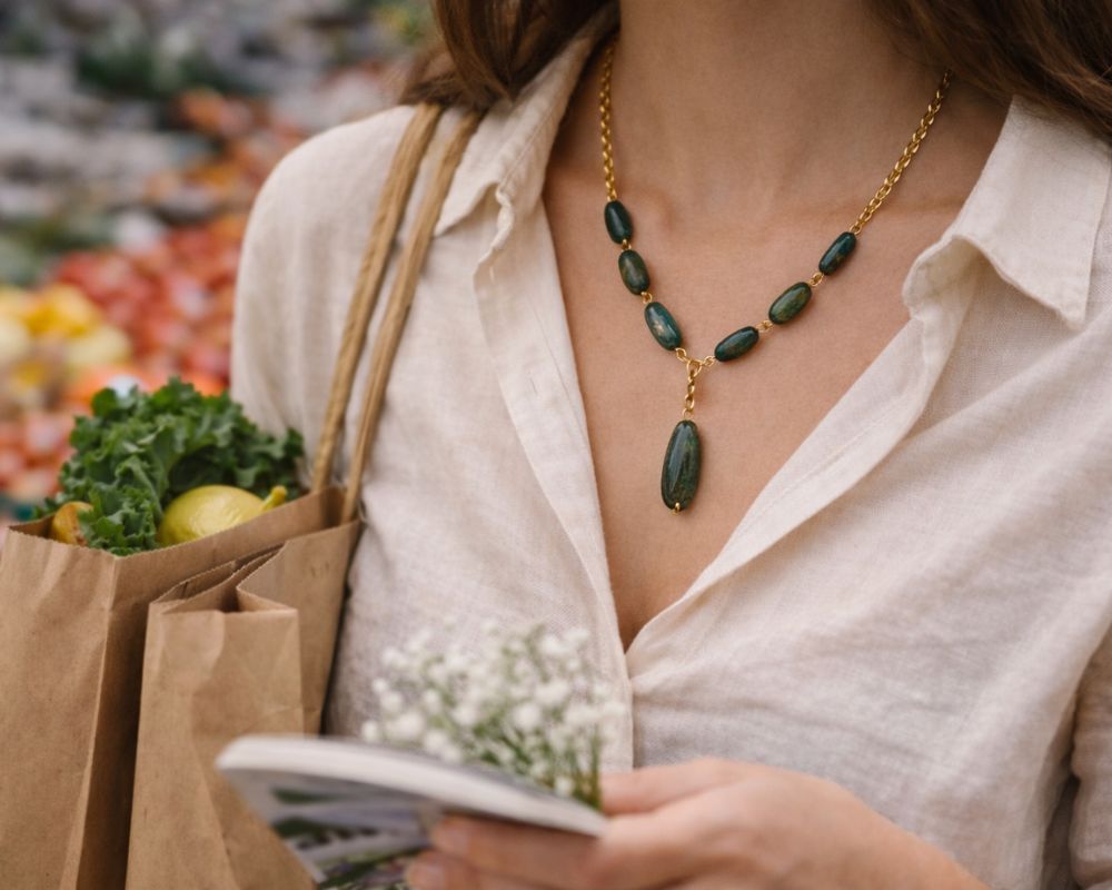 Moss Agate With Chain Necklace