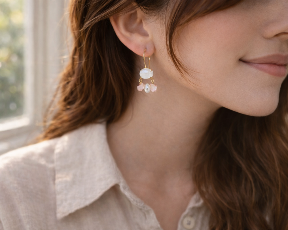 Opal & Rose Quartz Earrings