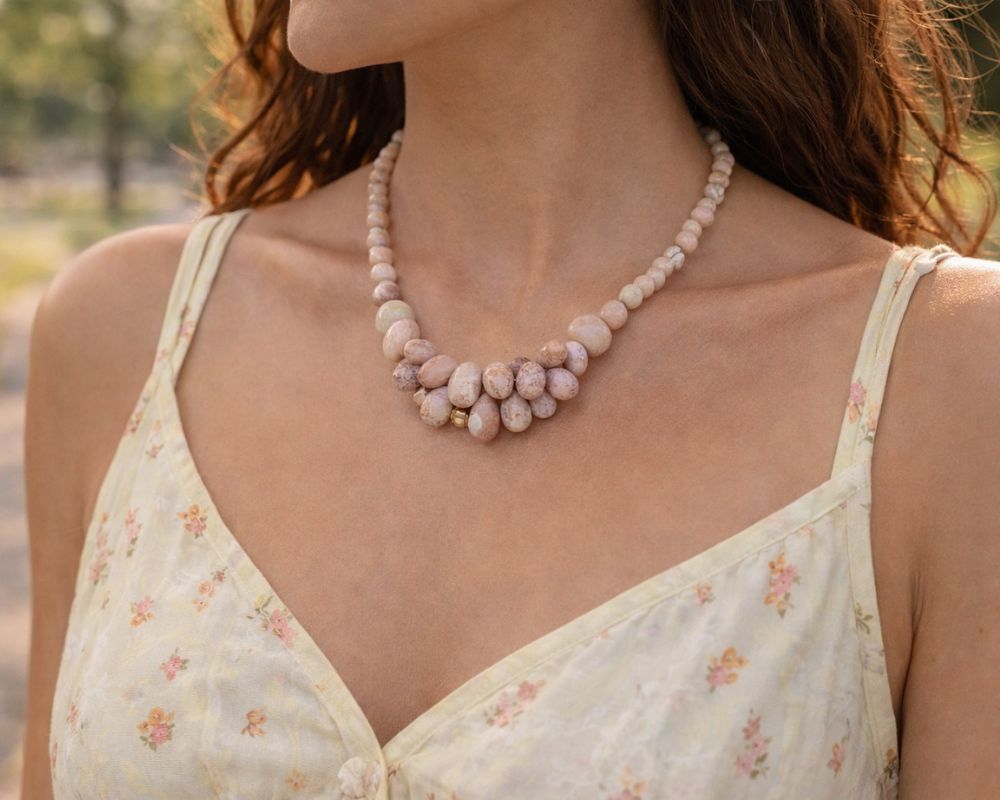 Pink Jasper Grapes Necklace