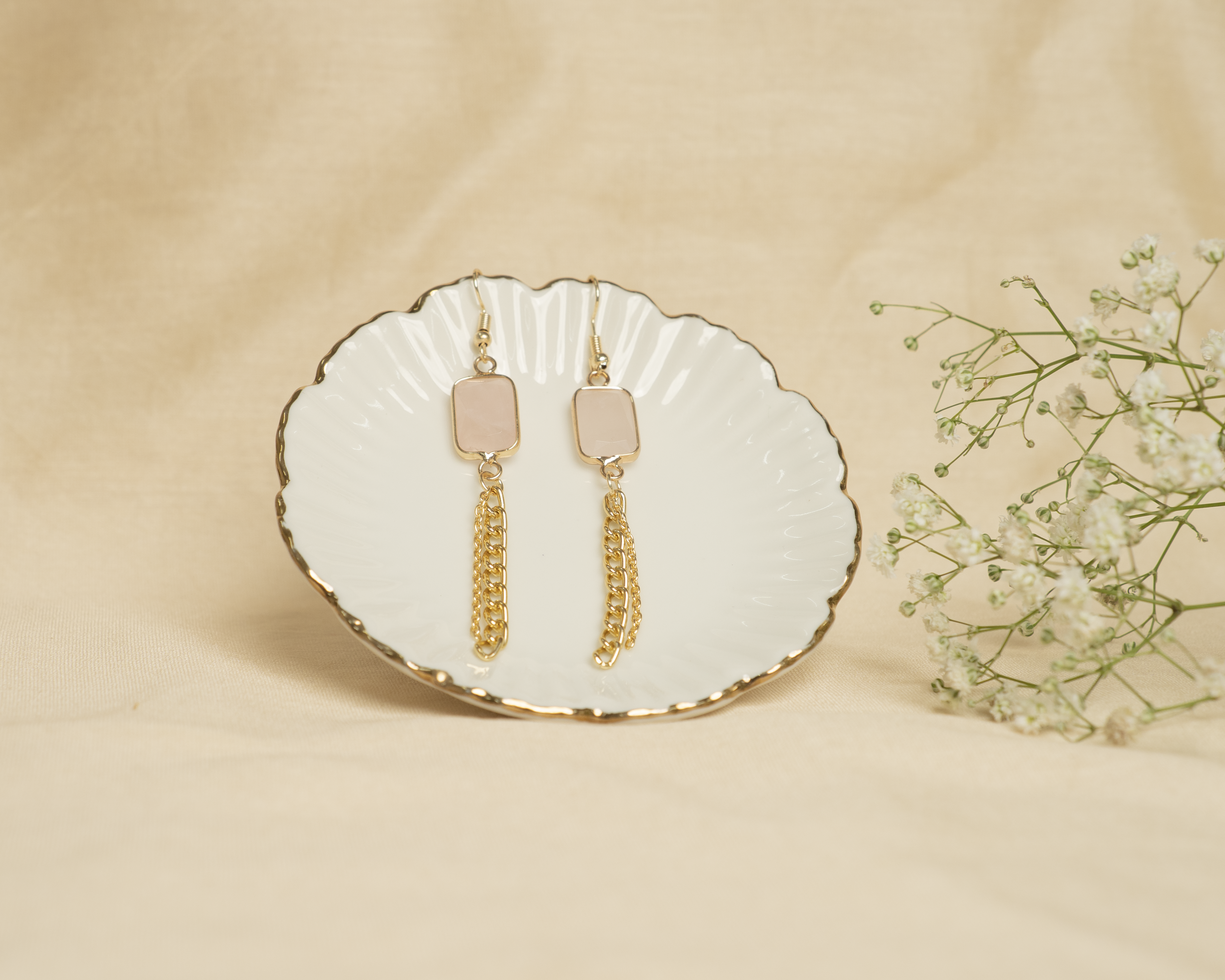 Rose Quartz Hanging Earrings