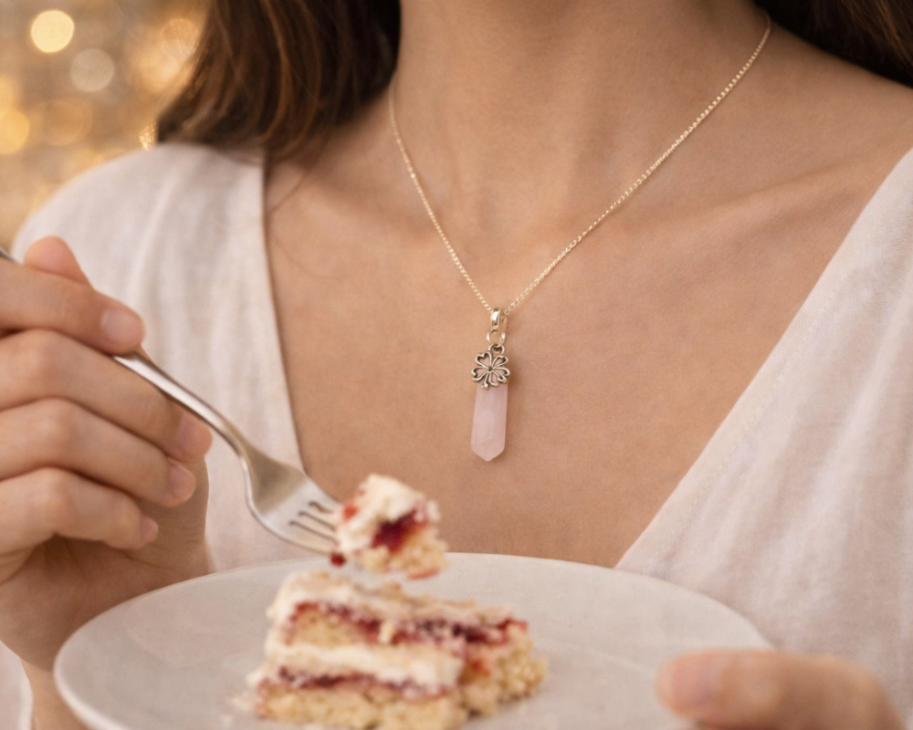 Rosaline leaf pendant