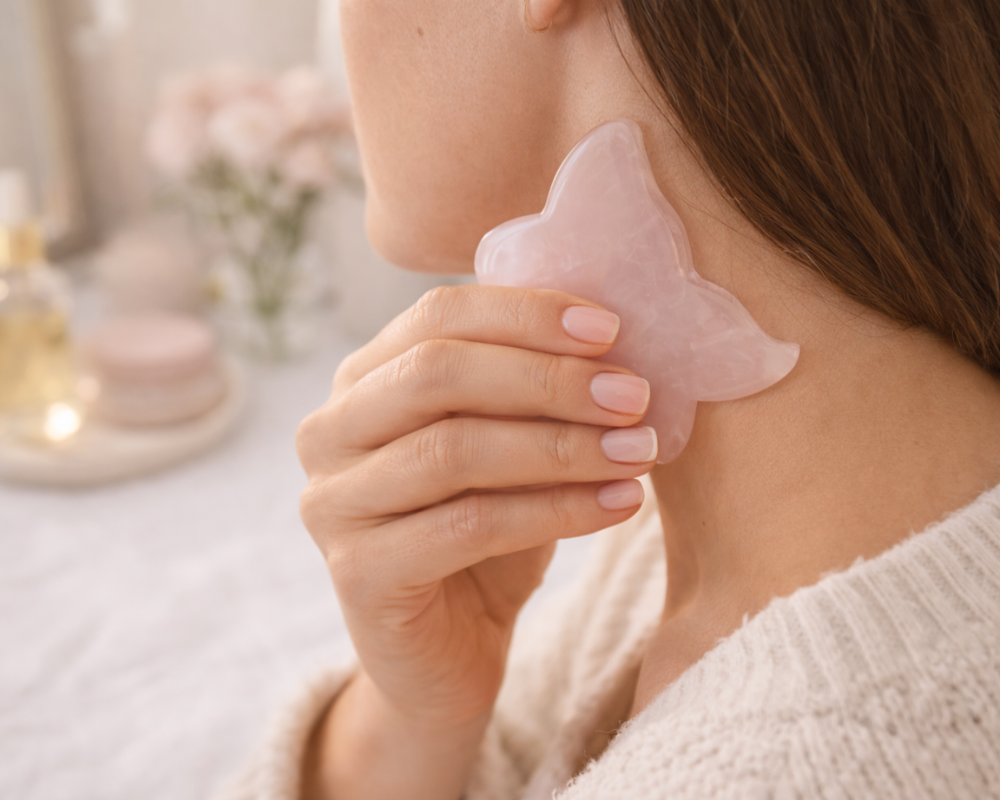 Rose Quartz Butterfly Gua Sha