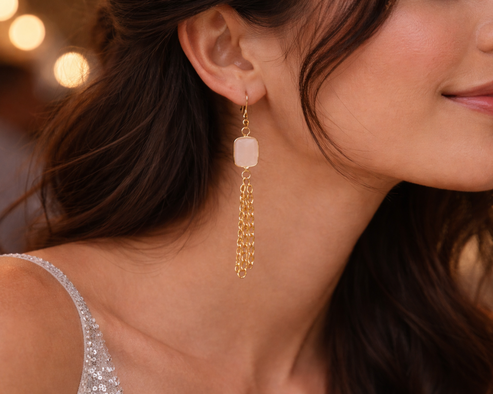 Rose Quartz Hanging Earrings