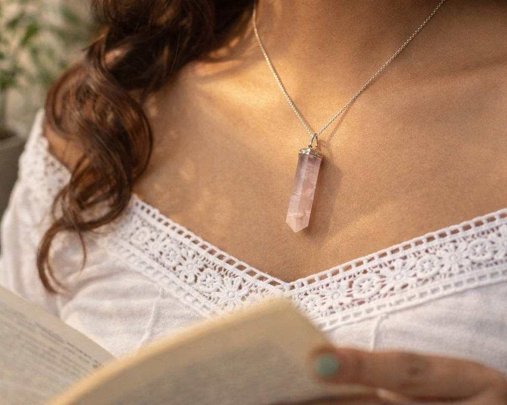 Rose Quartz Pencil Pendant