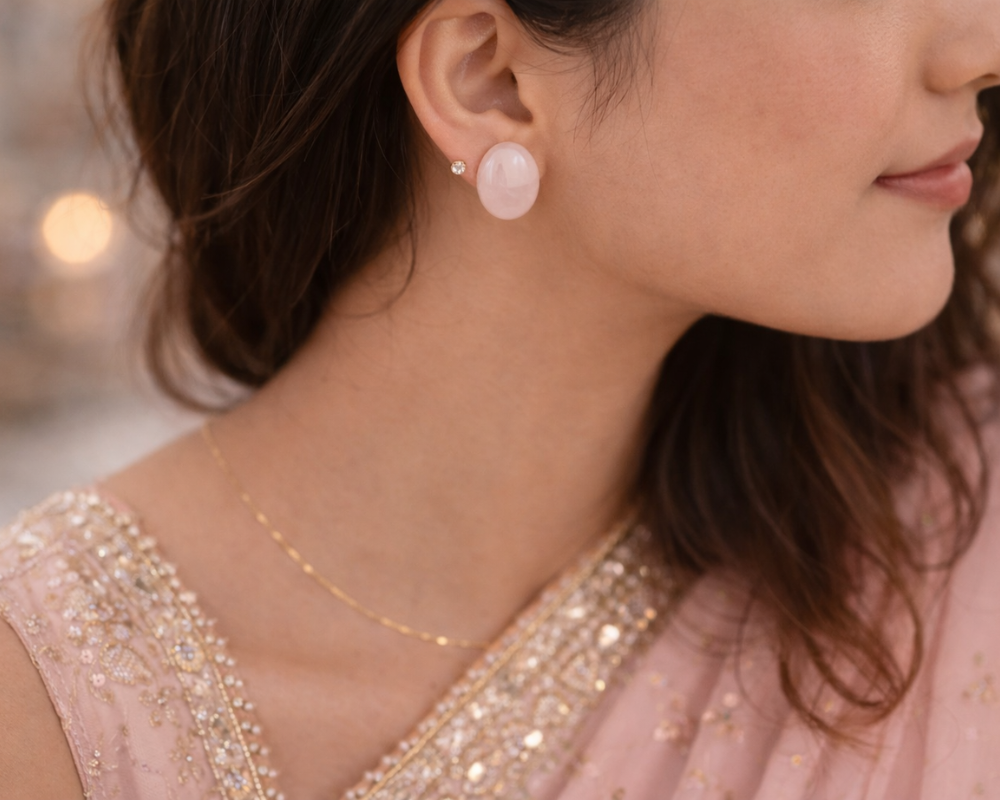 Rose Quartz Stud Earrings