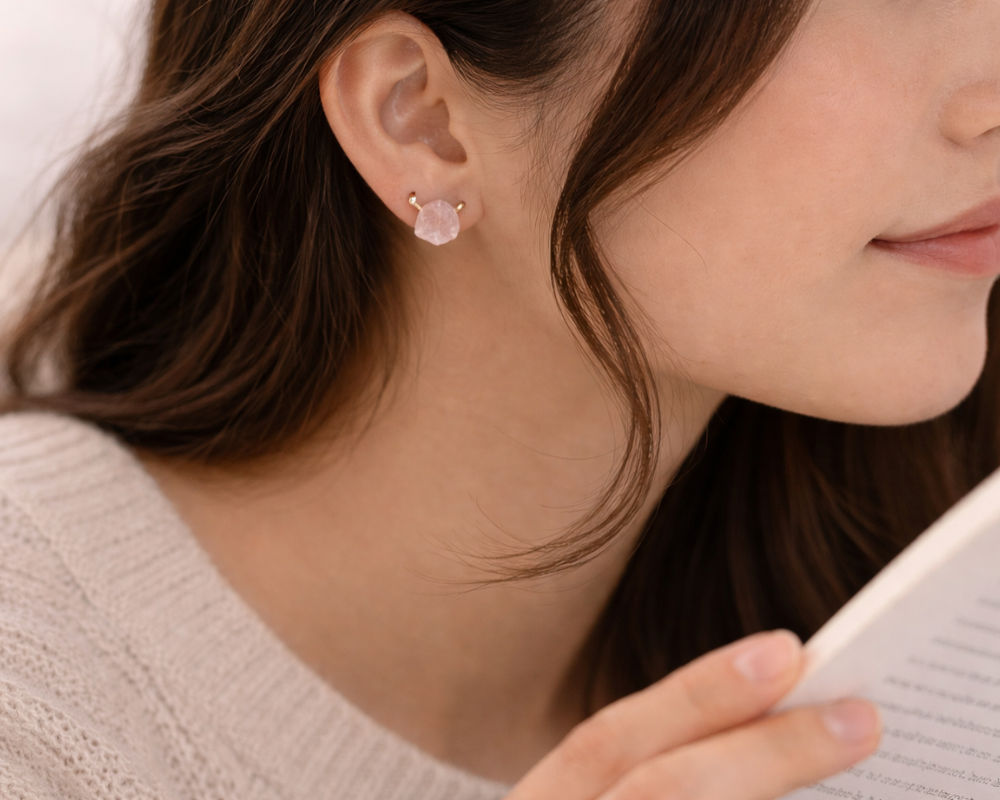 Rose quartz Stud Earrings