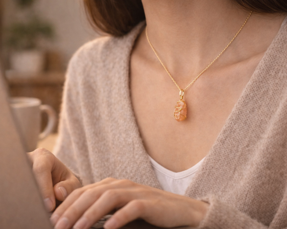Sunstone Raw Crystal Pendant