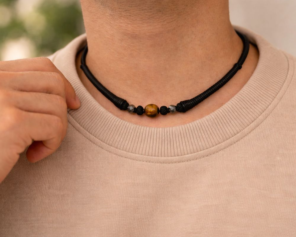 Tiger's Eye & Hematite Thread Necklace