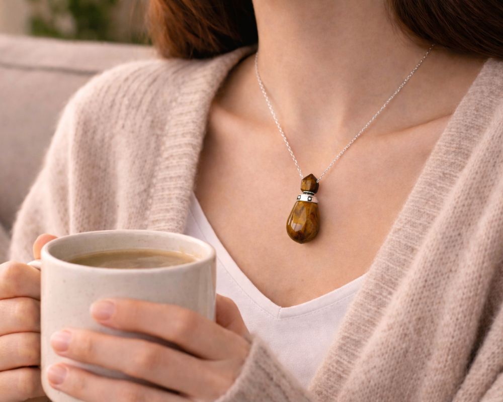Tiger's Eye Perfume Bottle Pendant