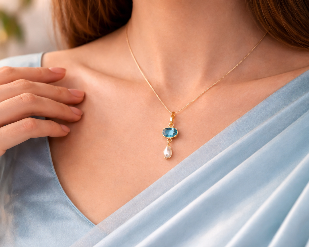 Topaz with Pearl Pendant