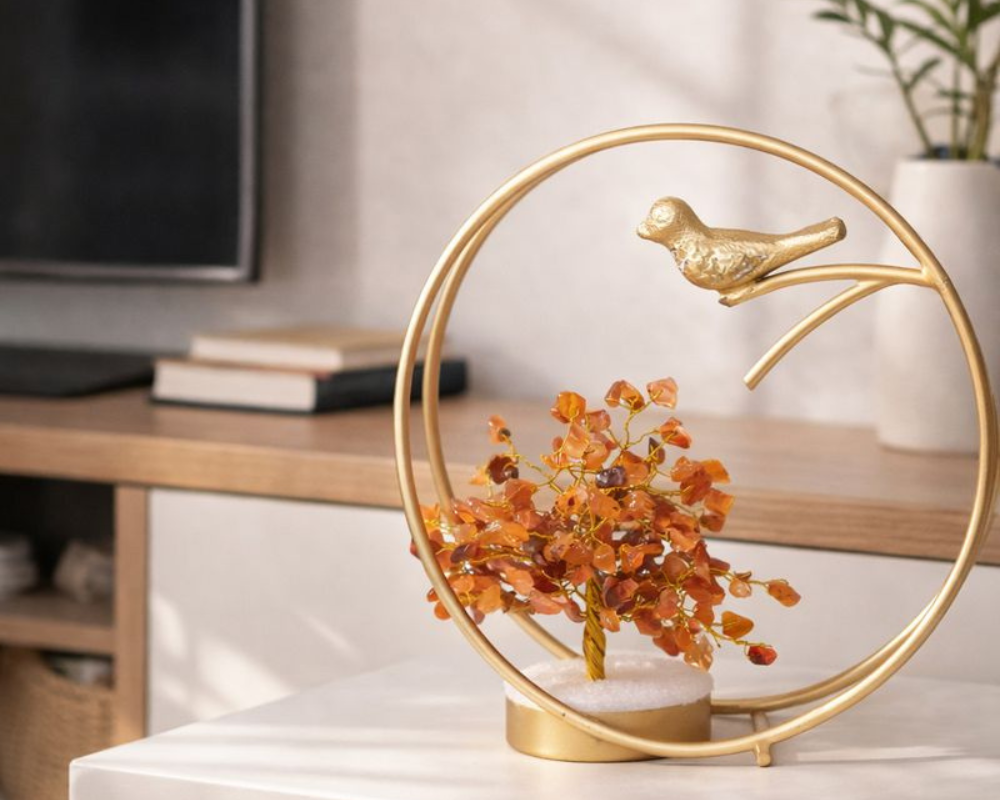 Whimsical Bird on Carnelian Tree