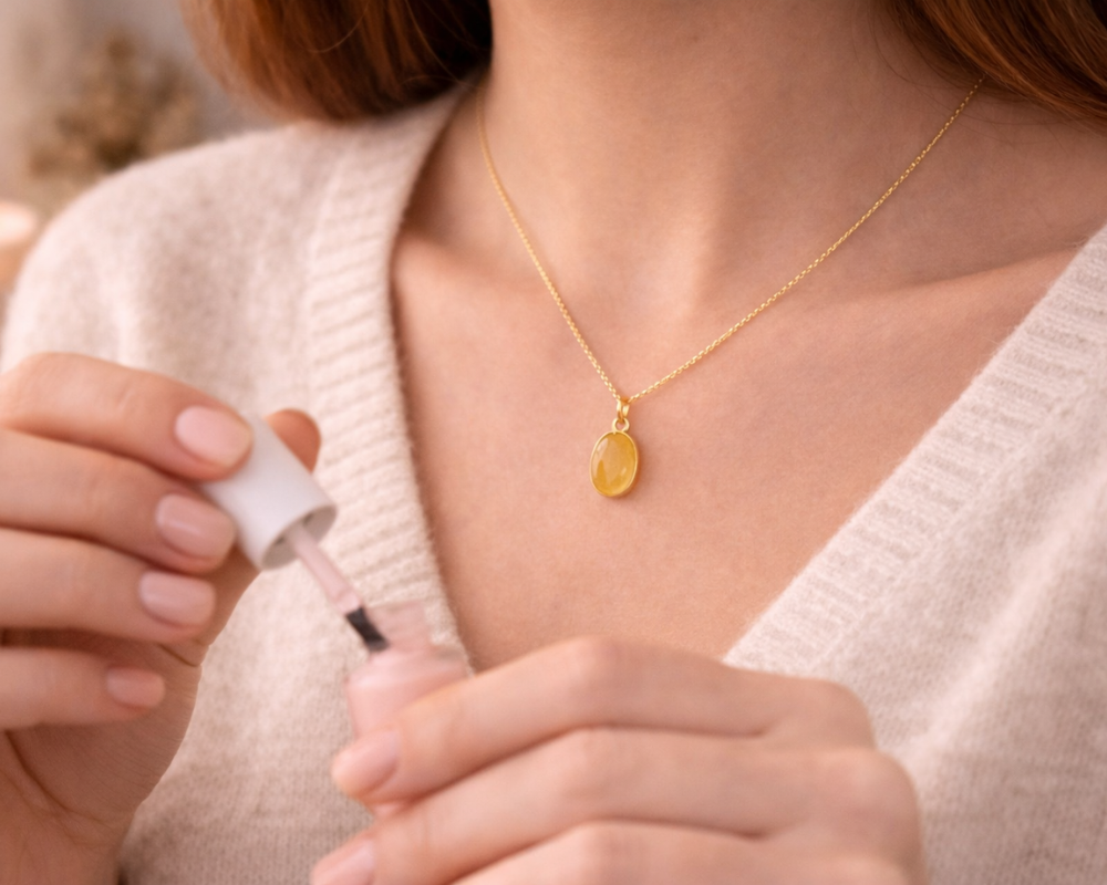 Yellow Agate Oval Pendant