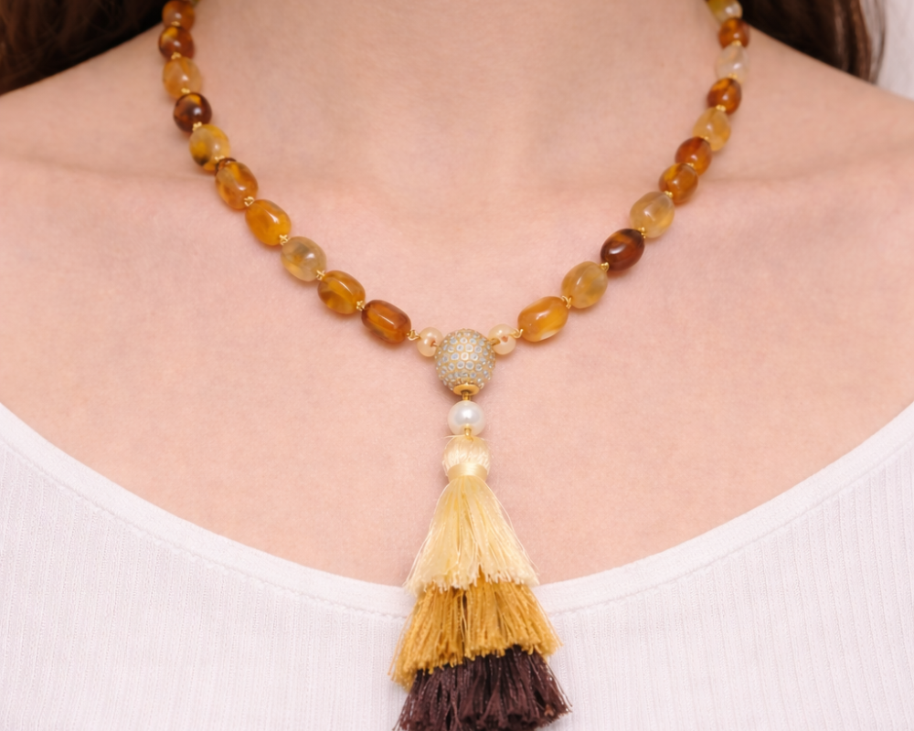 Yellow Agate Tumble Necklace