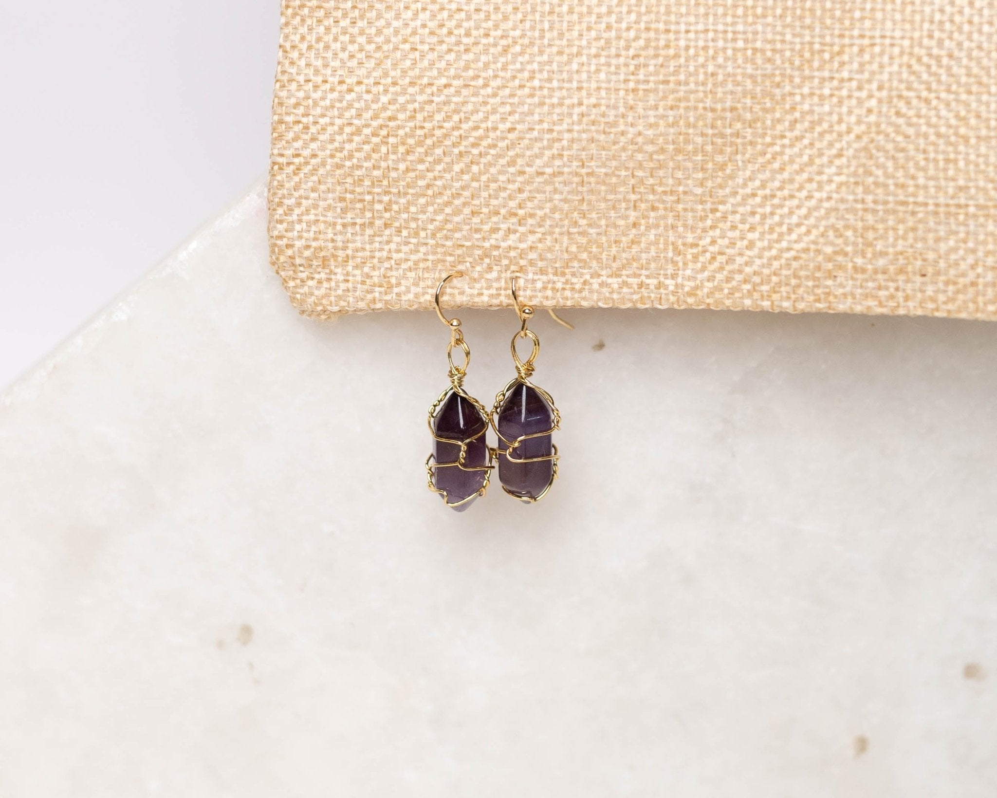 Amethyst Raw Hanging Earrings