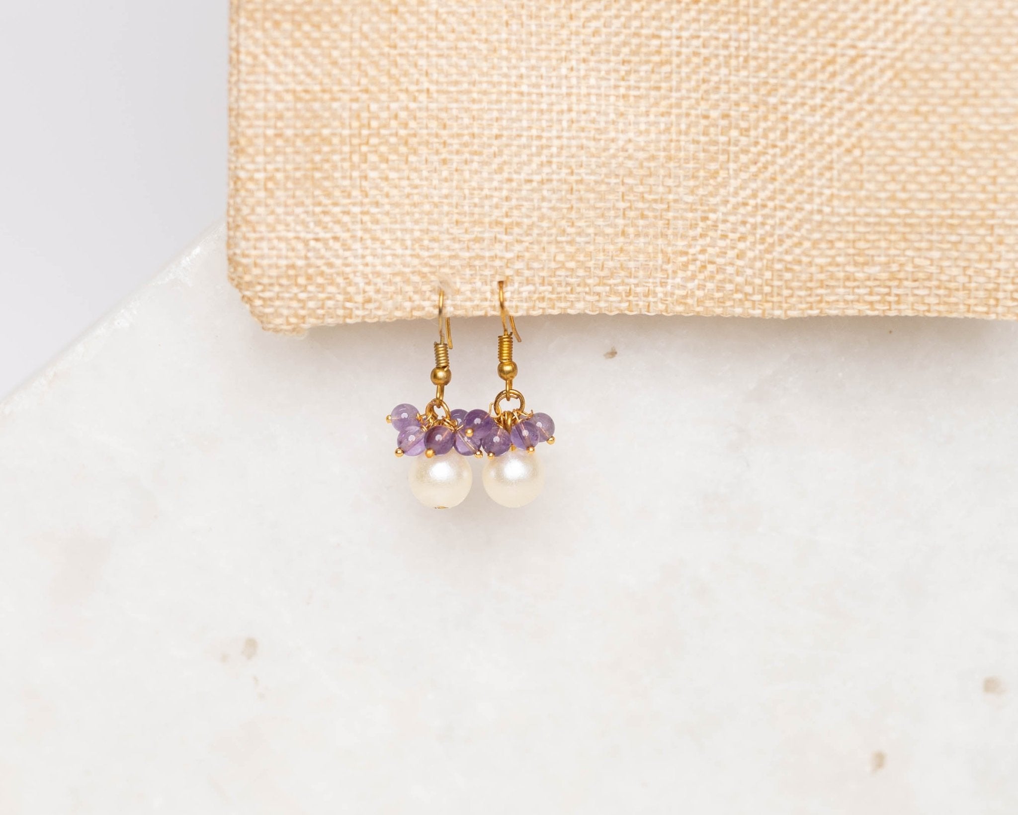 Amethyst With Pearl Earrings