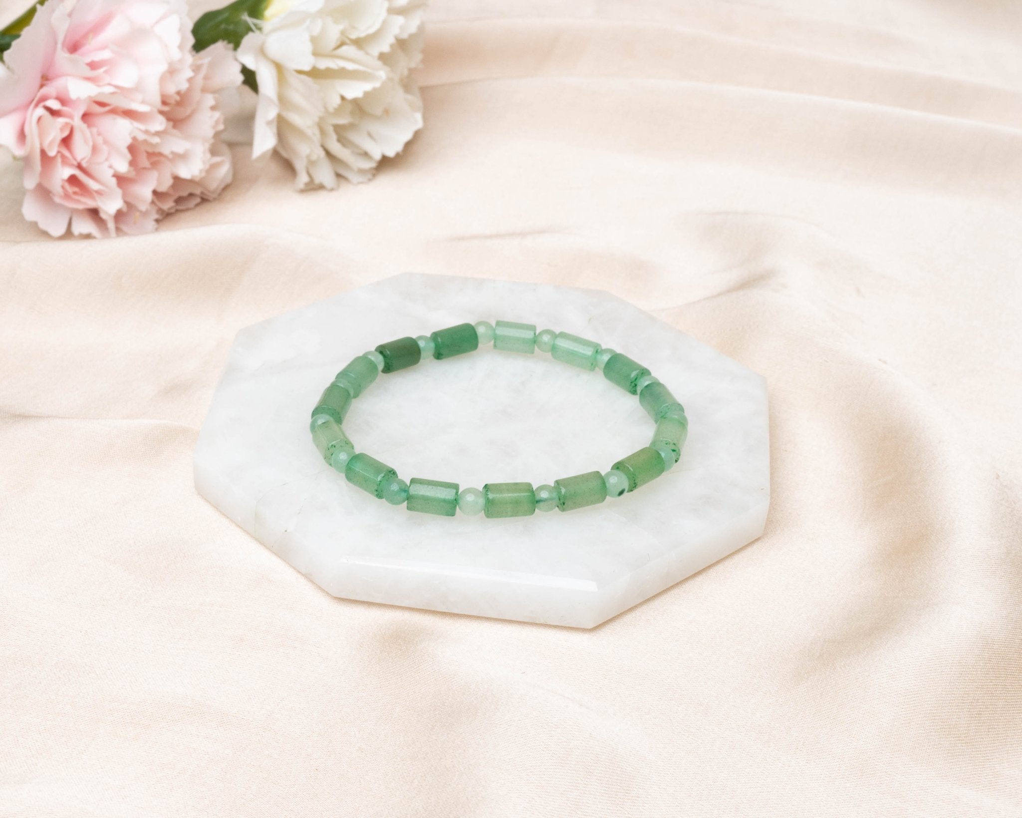 Green Aventurine Cylindrical Bracelet - Bodh Gem and Crystals