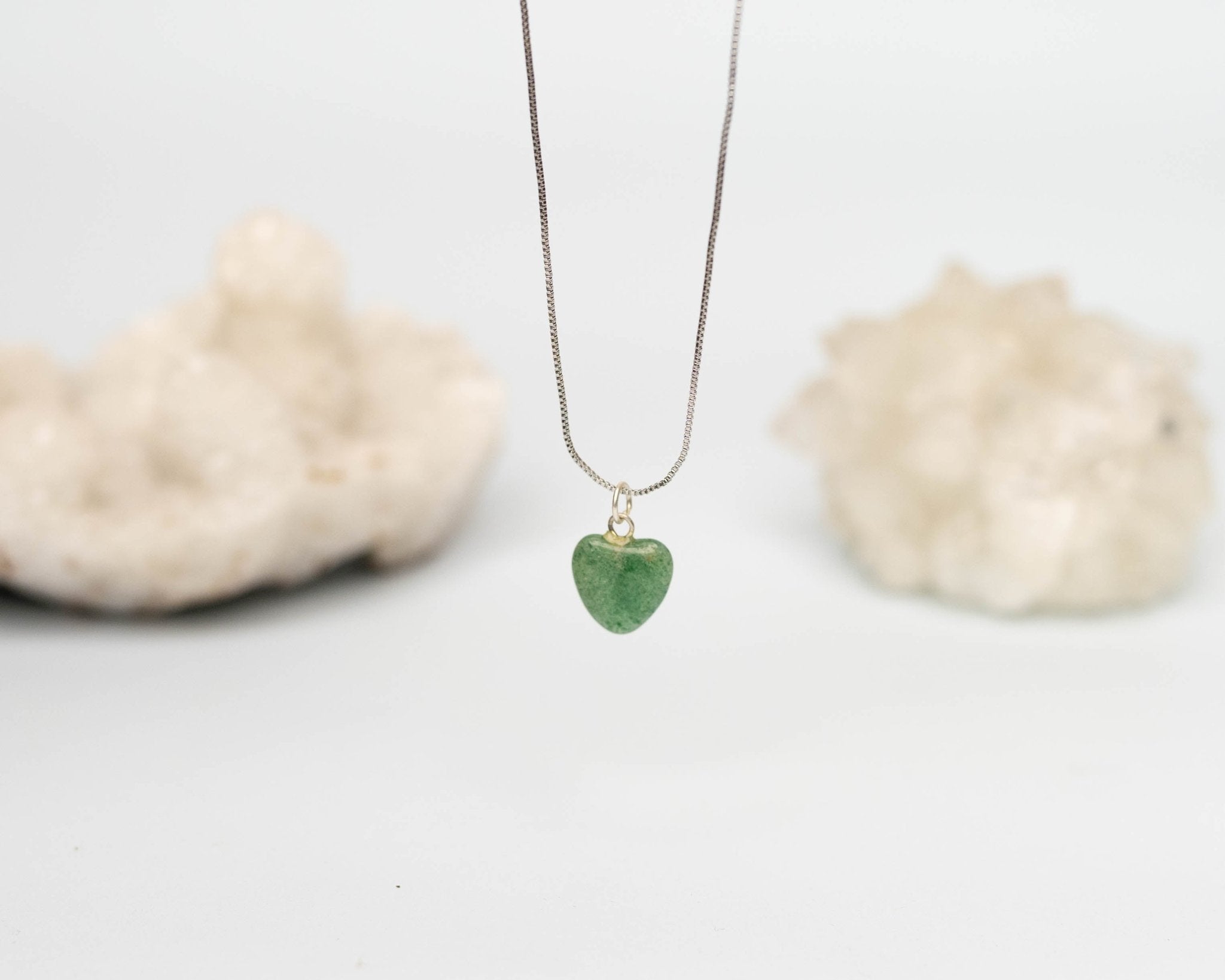 Green Aventurine Heart Pendant - Bodh Gem and Crystals