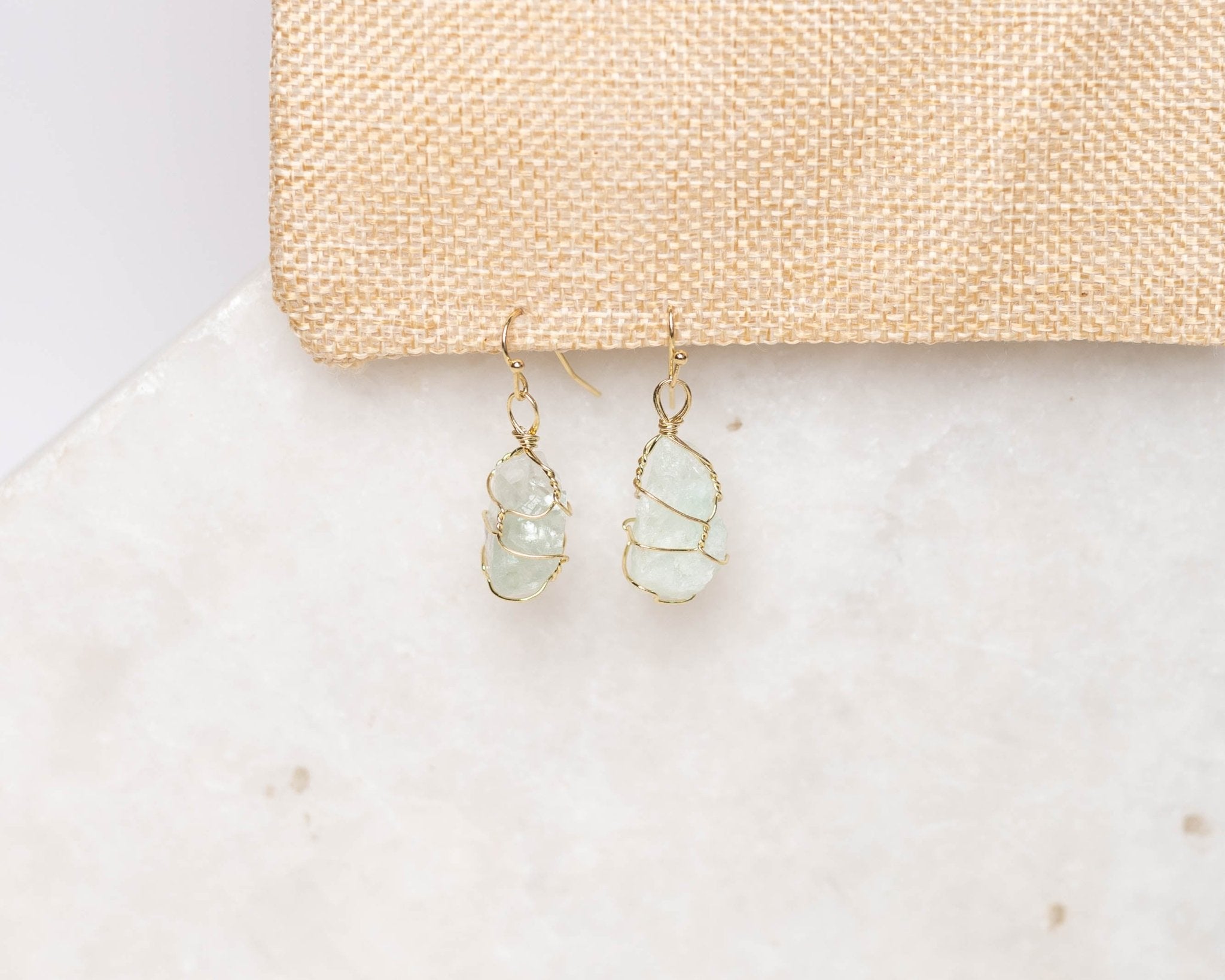 Green Aventurine Raw Hanging Earrings