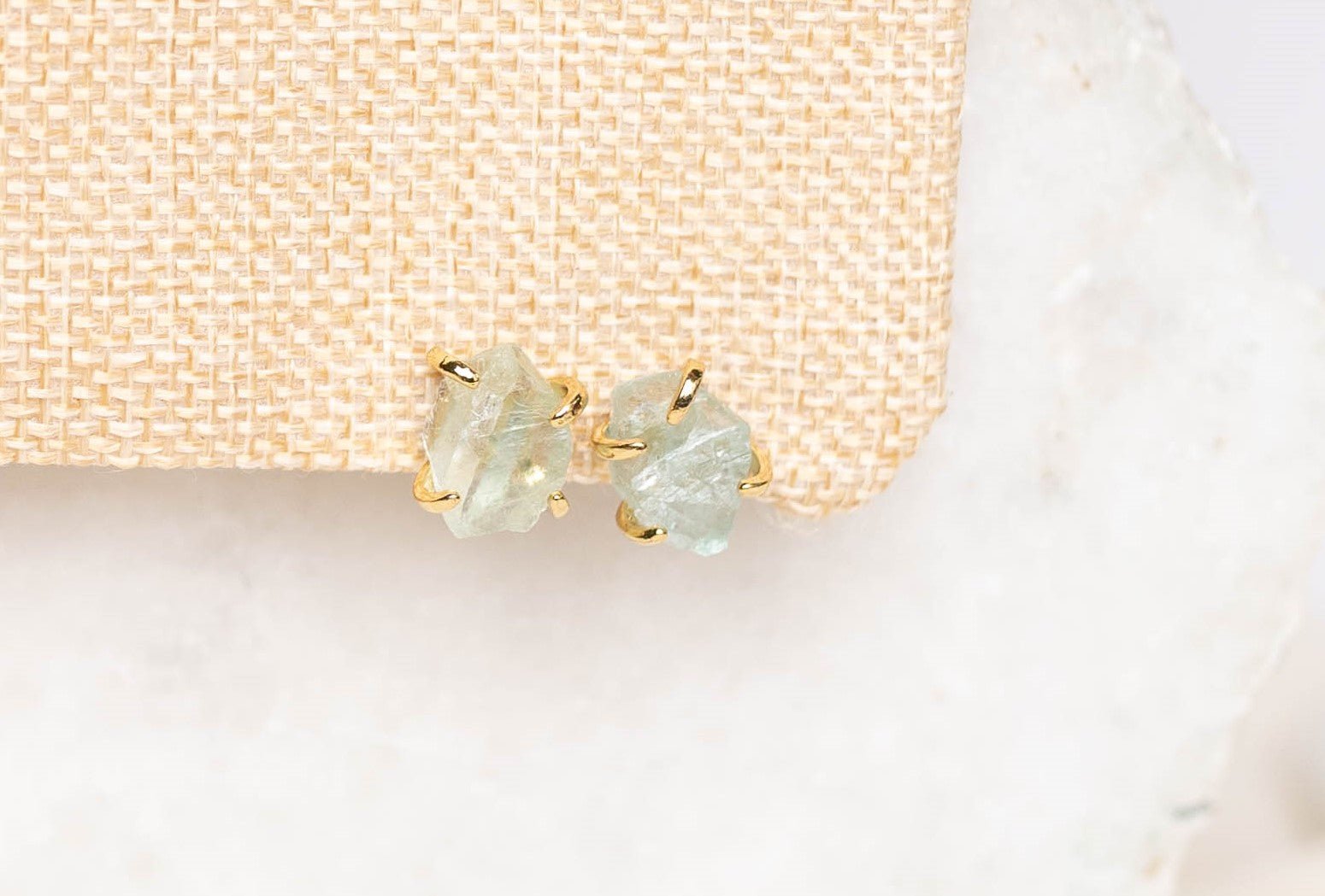 Green Aventurine Raw Stud Earrings