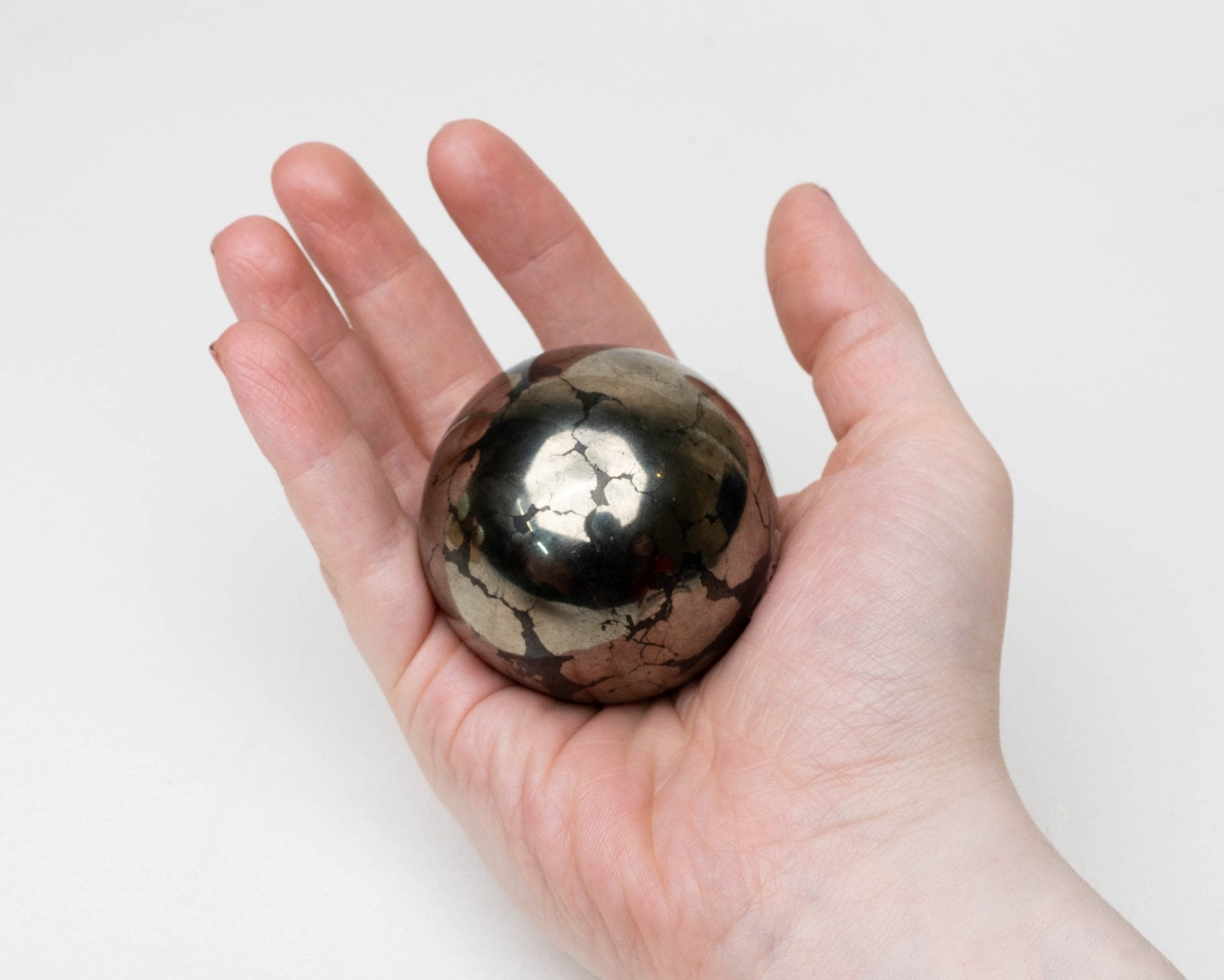 Iron pyrite Ball 120.9g - Bodh Gem and Crystals