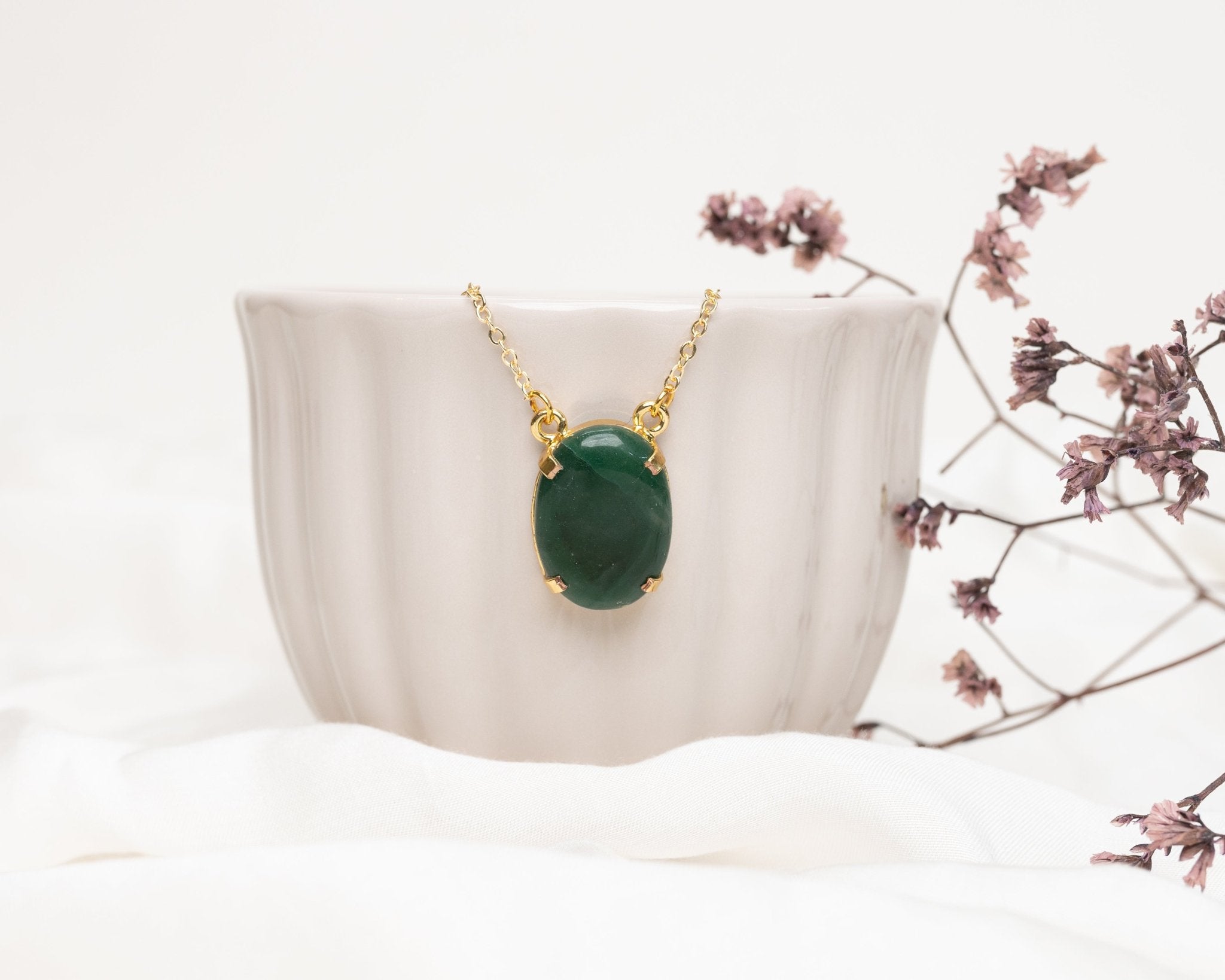 Jade Pendant - Bodh Gem and Crystals