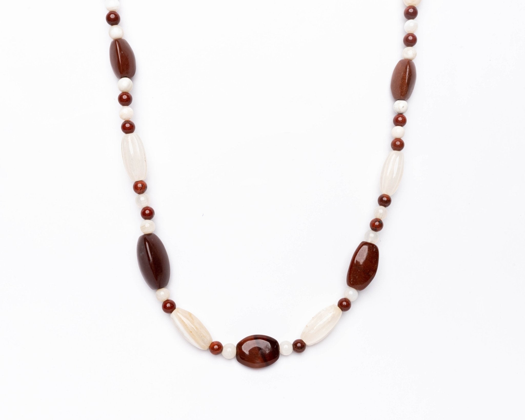 Jasper & White Agate Necklace - Bodh Gem and Crystals