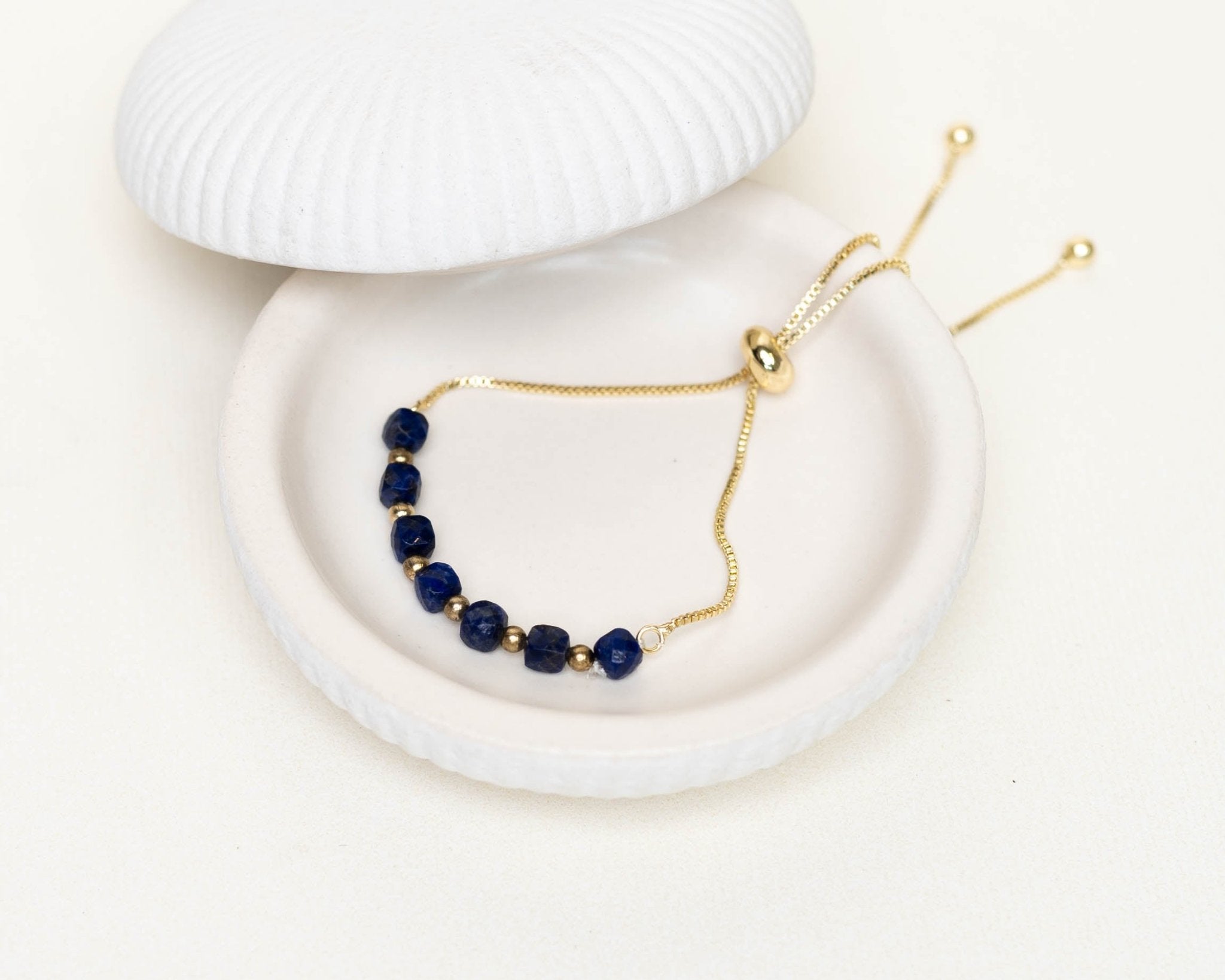 Lapis Lazuli Faceted With Golden Chain Lumba - Bodh Gem and Crystals